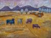 Sam Nhlengethwa, Cows in a Rural Landscape