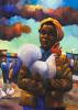 Selwyn Pekeur (South Africa 1957-), Woman Carrying Chicken