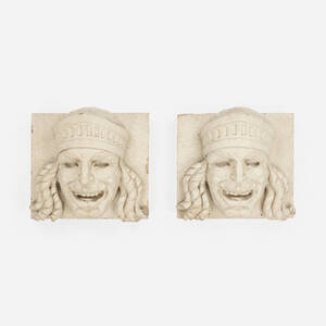 Comedy mascarons, pair