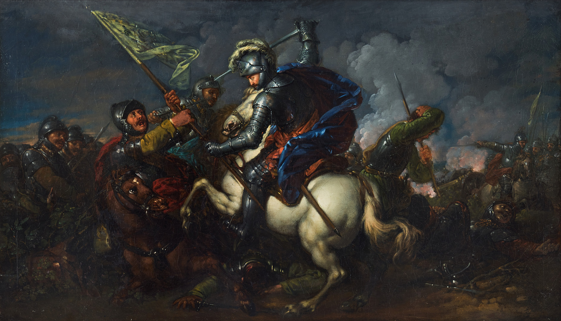 Christian Bernhard Rode, Circle of. Battle scene, possibly depicting The Battle of Mühlberg, 1547.
