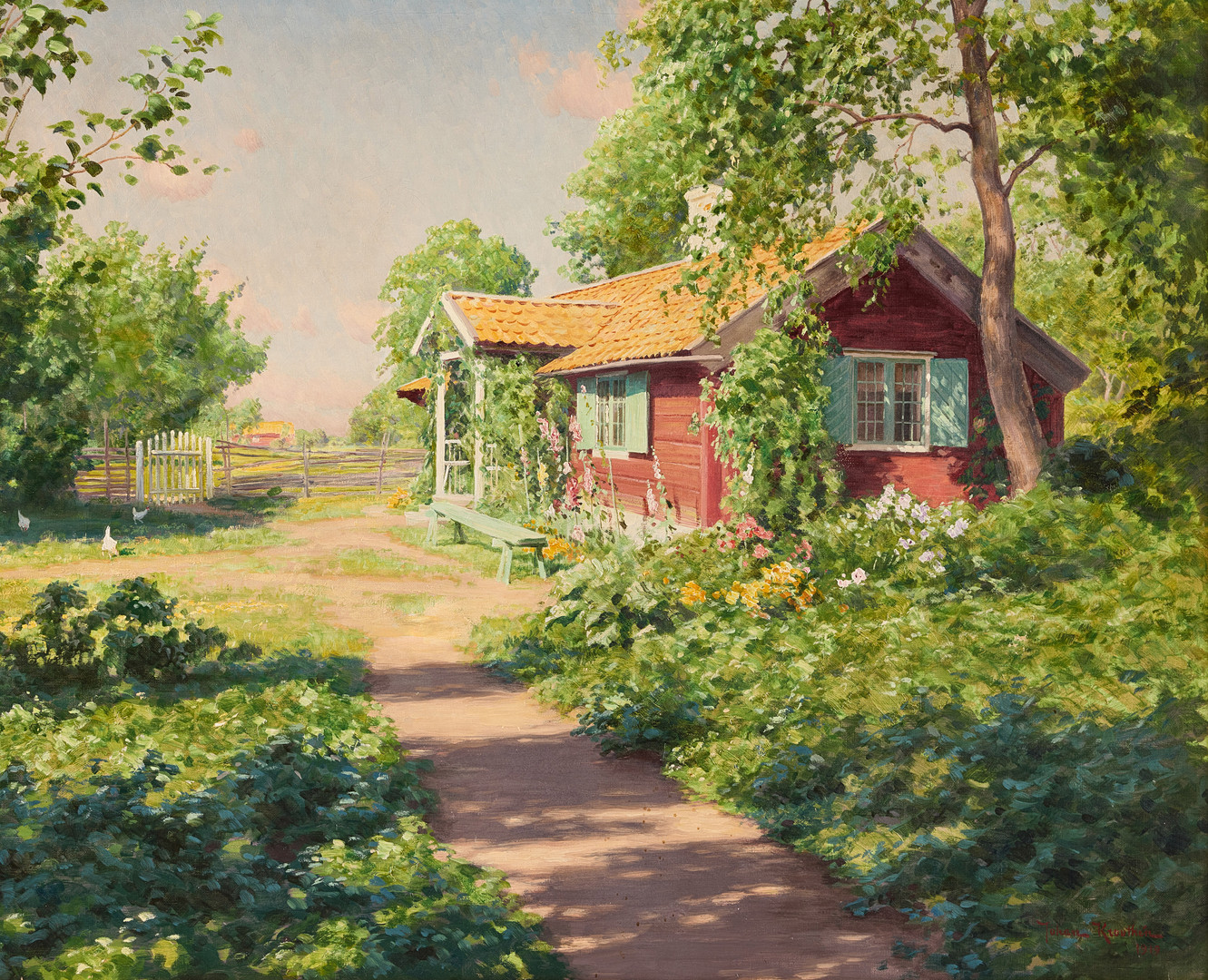 Johan Krouthén, Gårdsplan med pickande höns.