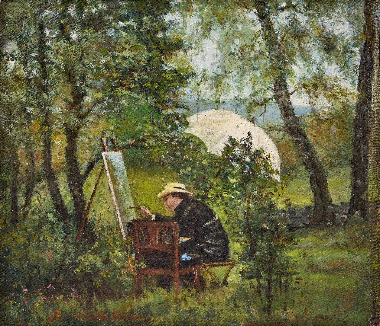 Friluftsmålaren (Severin Nilson vid staffliet i Oktorp, Halland).