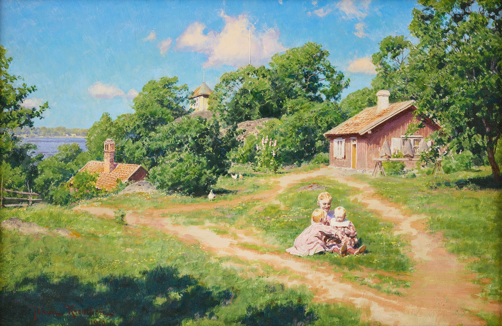 Johan Krouthén, Gårdsplan med barn.