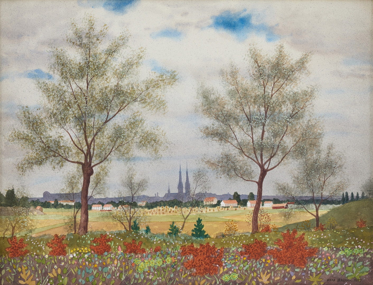 View towards Uppsala Castle and the Cathedral.