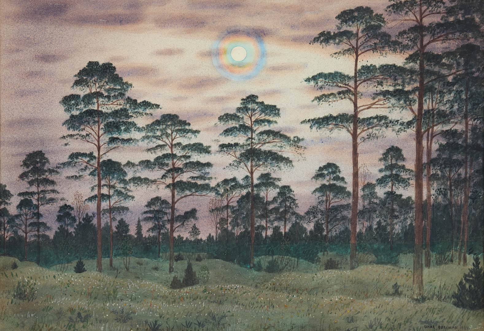 "Moonlight in the forest".