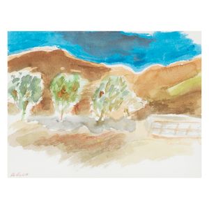 Etel Adnan (Lebanese, 1925-2021) View of Nicasio, California