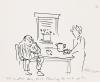 2 cartoon proposals: "It's another day, Phil. Planning to suit up?" and "Let's be realistic." 1986.