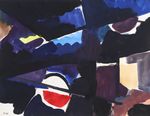 Jacques Nestlé (1907-1991) Gouache sur papier, signée en bas à gauche. Circa 1960. Dimensions à vue: H: 50; L: 65 cm.