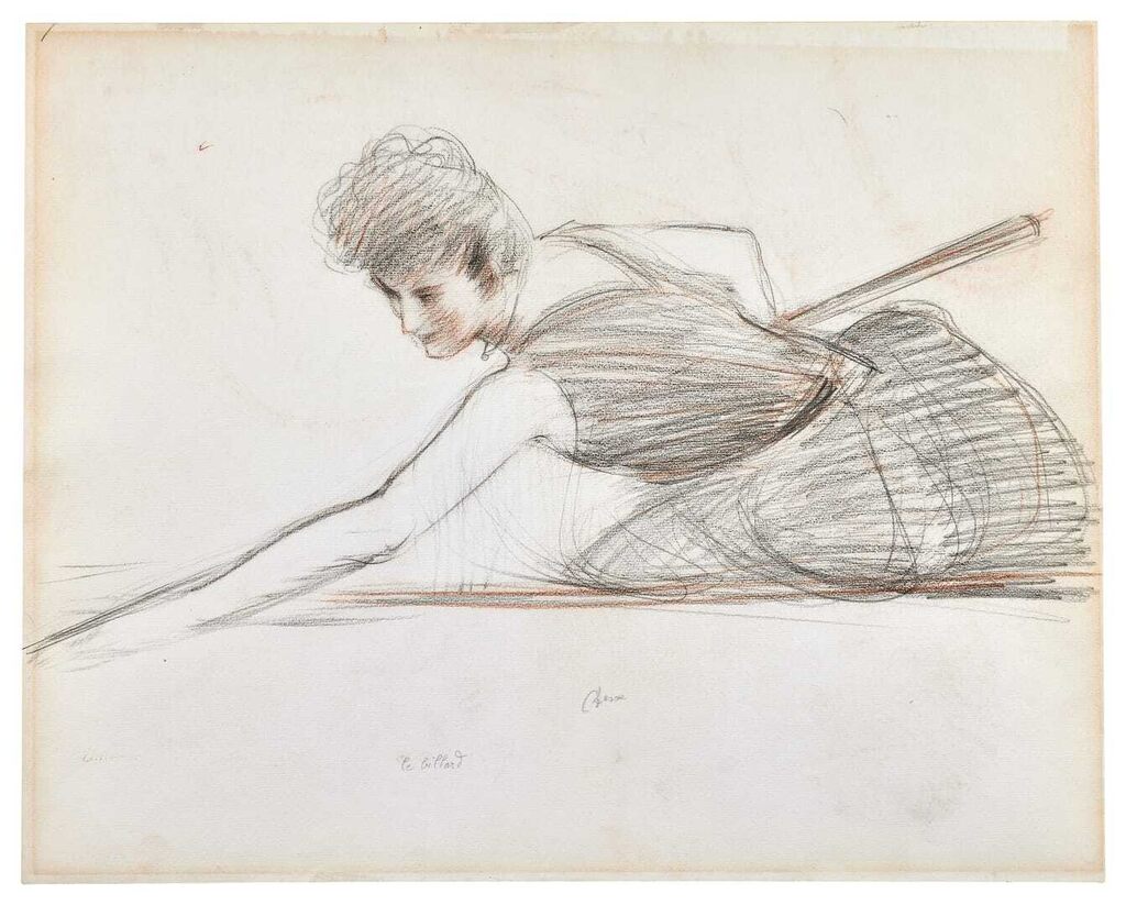 The Countess of Greffulhe playing billiards or Billiards