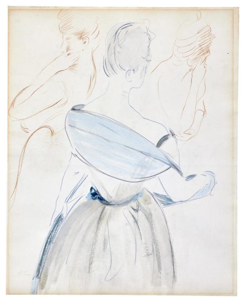 La Comtesse de Greffulhe de trois-quarts dos avec une étole