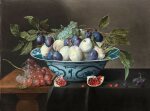 Nature morte aux prunes dans une coupe Wang-li
