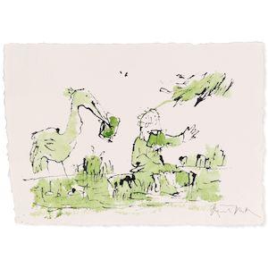 Sir Quentin Blake (British, born 1932) Birthday Wings No. 2 (unframed) (Painted in December 2025)
