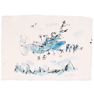 Sir Quentin Blake (British, born 1932) Birthday Wings No. 3 (unframed) (Painted in December 2025)
