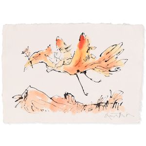 Sir Quentin Blake (British, born 1932) Birthday Wings No. 4 (unframed) (Painted in December 2025)