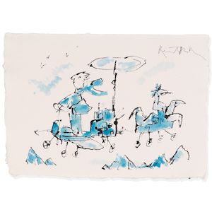 Sir Quentin Blake (British, born 1932) Birthday Wings No. 6 (unframed) (Painted in December 2025)
