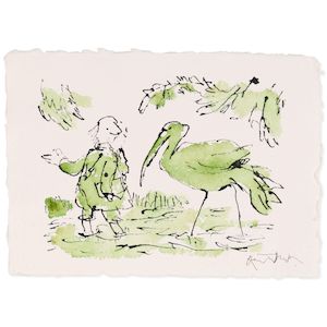 Sir Quentin Blake (British, born 1932) Birthday Wings No. 9 (unframed) (Painted in December 2025)