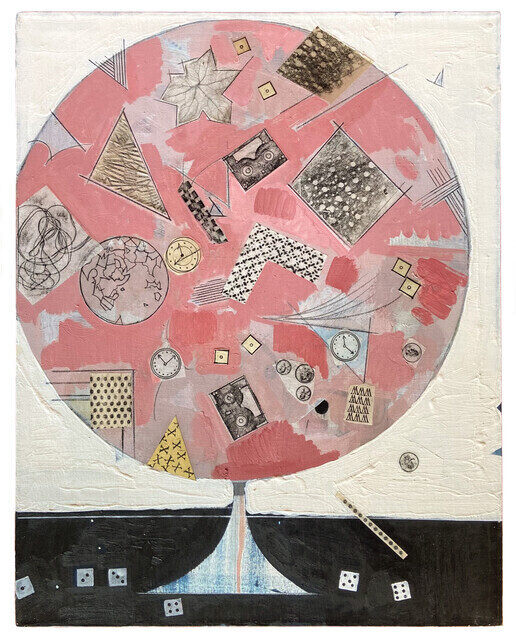 Pink Globe with Rubbings