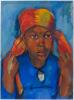 Woman in an orange headscarf