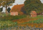 Jardin de ferme au soleil couchant