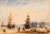 - Marina with fishermen and sailing ships, 1866