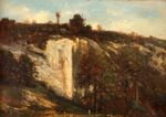 Personnage sur un sentier et falaise.