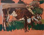 La Vache  Huile sur toile signée en bas à droite  73 x 92 cm