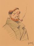 Portrait du Professeur Mortimer  Fusain et crayons de couleurs sur papier signé en bas à droite 23 x 17 cm Rapport de condition : Encadré, dimensions à vue