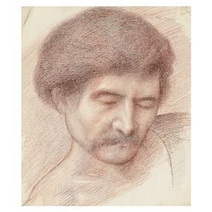 William de Morgan (British, 1839-1917) Study of a man's head