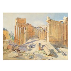 Stanley Inchbold (British, 1856-1930) Ruins of Baalbek, Syria