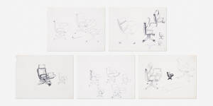 collection of five sketches for a chair design