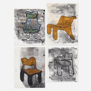 collection of four sketches for a chair design