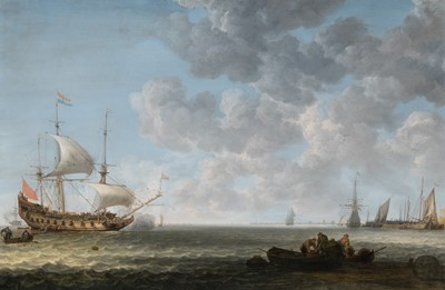 A Coastal Landscape with Dutch Frigates Exchanging Salutes