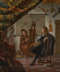 Michiel van Musscher, A portrait of the artist in his studio