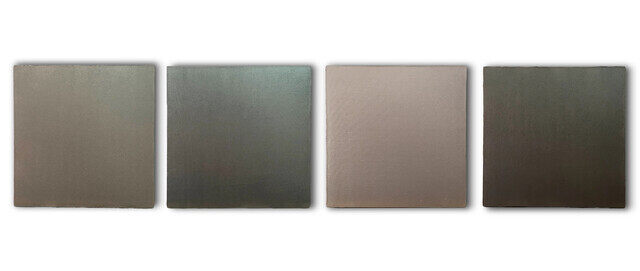 Silver Anniversary, Gun Metal Square, Metallic Blue Silver, Little Violet Light (Group of four)
