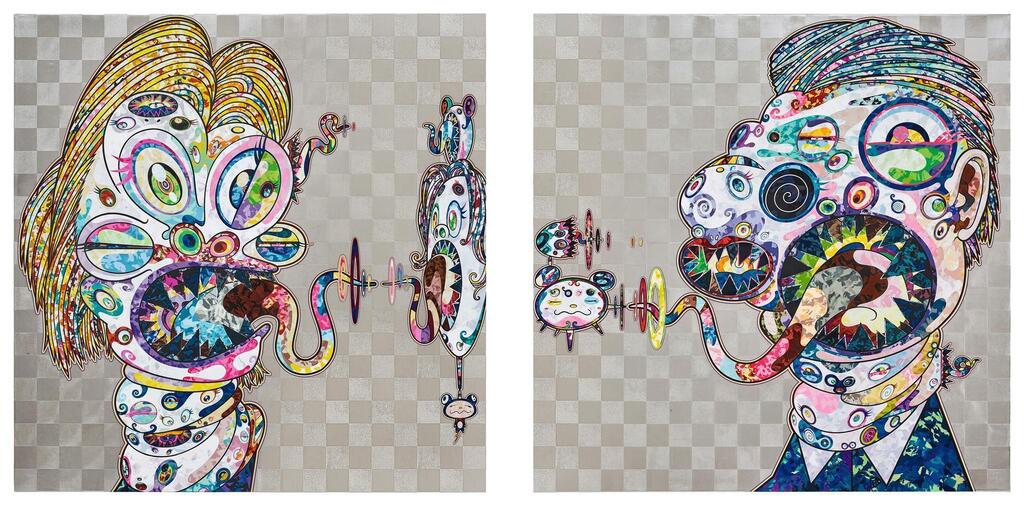 Takashi Murakami, Homage to Francis Bacon (Study for Head of Isabel Rawsthorne and George Dyer) 培根致敬：伊莎貝爾‧羅斯與喬治‧戴爾頭像習作