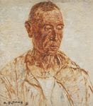 Le prisonnier de guerre, matricule 375, huile sur isorel, 62 x 55 cm. Signé en bas à gauche.
