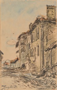 Rue à La Côte-Saint-André, Dauphiné ( recto ); Paysage du Dauphiné ( verso )
