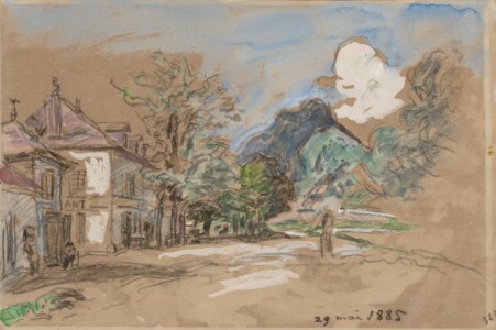 Le Village de Fontaine avec vue sur le Néron ( recto ); Deux études de paysage ( verso )