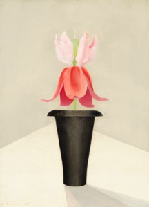 Black Vase with Red Flower