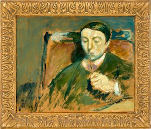 "Portrait of Leo Swane", 1912. Unsigned. Oil on compoboard. 49 x 62 cm. "Portrait of Leo Swane", 1912. Unsigned. Oil on compoboard. 49 x 62 cm.