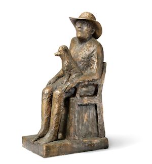 "Tom og Zak". Signed HV 1980, foundry stamp Jensen Cire Perdue. Patinated bronze. H. 58 cm. W. 20 cm. D. 30 cm. "Tom og Zak" (Tom and Zak). Signed HV 1980, foundry stamp Jensen Cire Perdue. Patinated bronze. H. 58 cm. W. 20 cm. D. 30 cm.