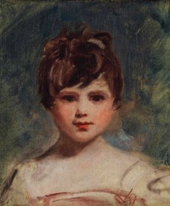 Portrait of a young girl, bust-length, in a white dress
