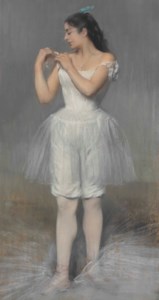 Ballerina adjusting her Shoulder Strap