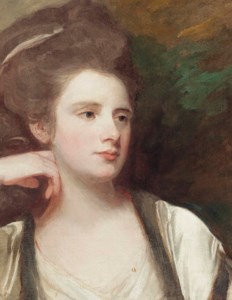 Portrait of a lady, bust-length, in a white dress