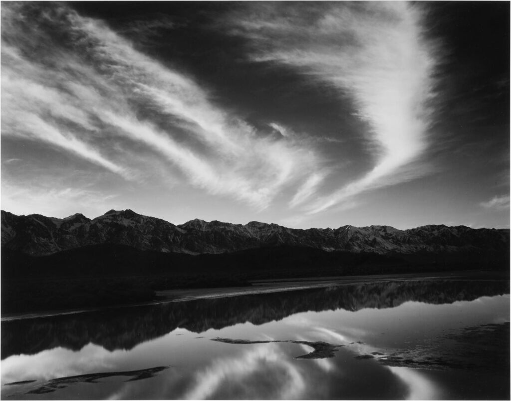 ‘Evening Clouds and Pool, East Side of the Sierra Nevada from the Owens Valley, California’