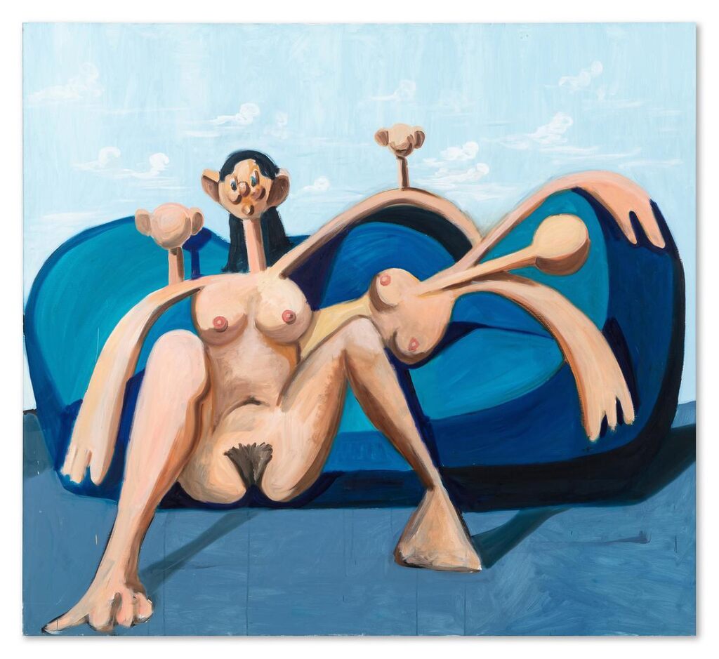 George Condo, Figures on a Blue Couch