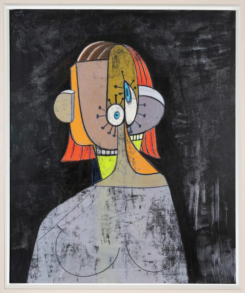 George Condo, Female Portrait with Blue Eyes