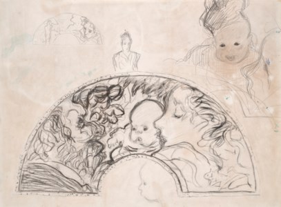 Études pour La Famille du compositeur Claude Terrasse (projet d'éventail)