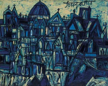 Francis Newton Souza, Untitled (Blue cityscape)