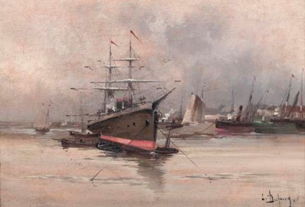 Steamers moored in a French harbour